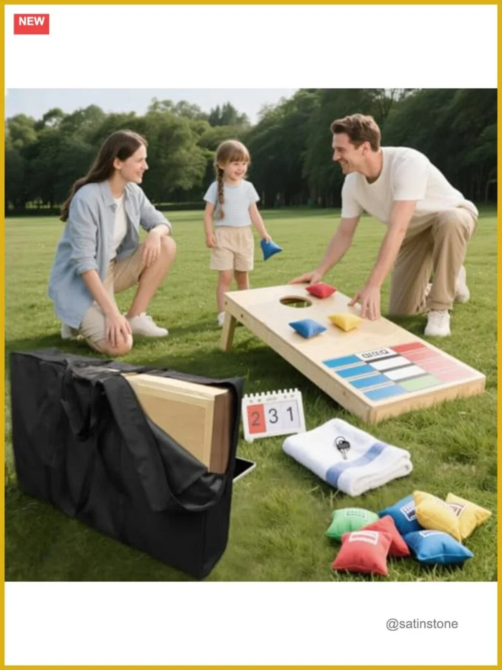 Heavy-Duty Cornhole Carrying Case for 2 Regulation Boards, Waterproof Tote with